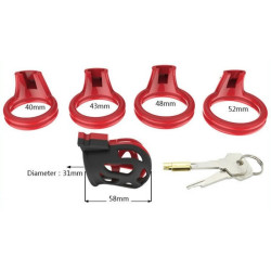 Generique Cage de chasteté Joker 7.5 x 3cm Rouge-Noir